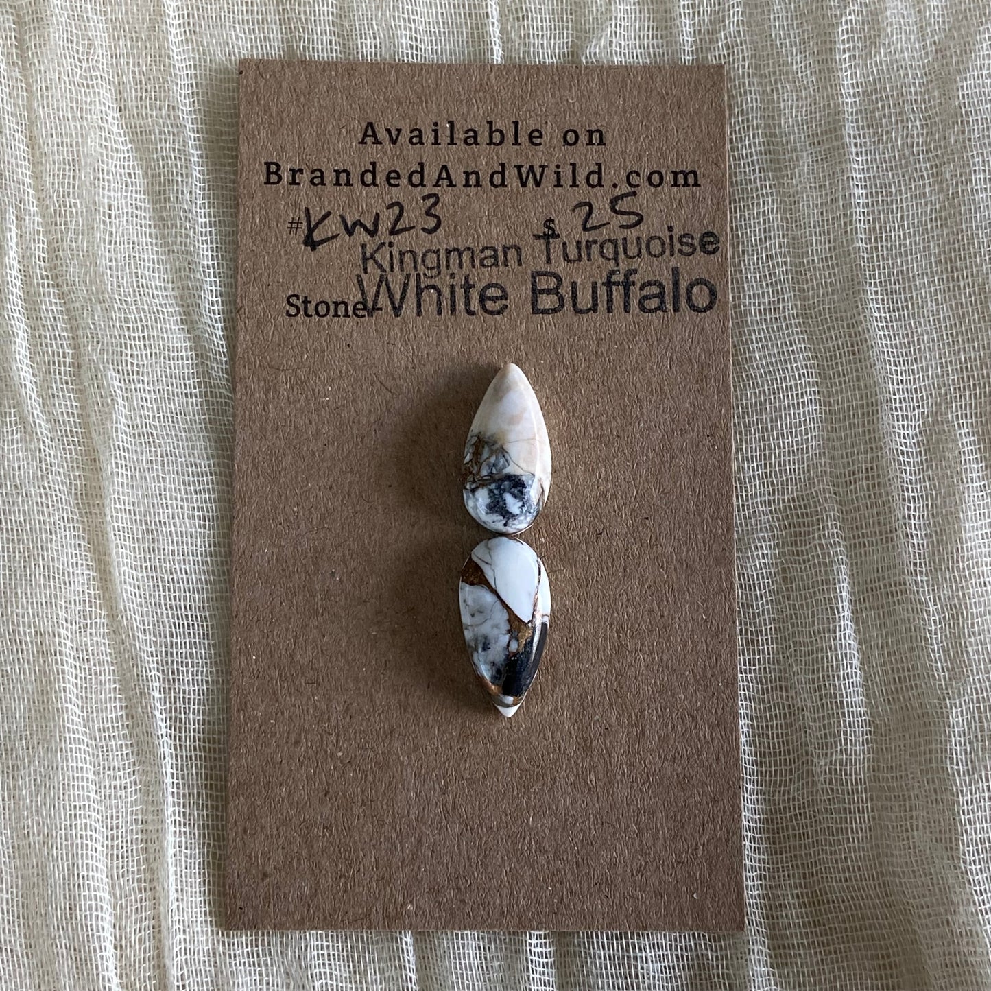 Kingman Turquoise, White Buffalo, Copper Cabochon - KW23