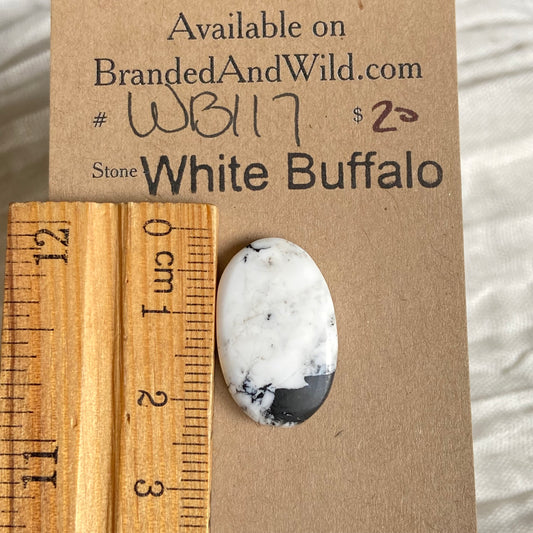 White Buffalo Cabochon - WB117 5069838C-3694-4A63-B40F-F1AC57221EFD Brandedandwild.com