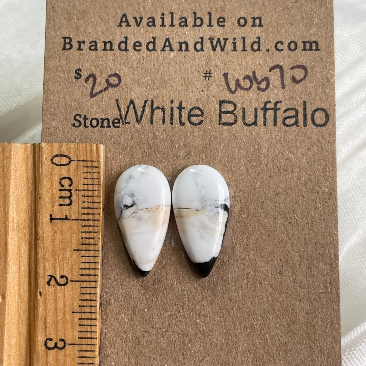 White Buffalo Cabochon - WB70 5097D4EC-3016-43CD-863D-B4F64DB86FF6 Brandedandwild.com