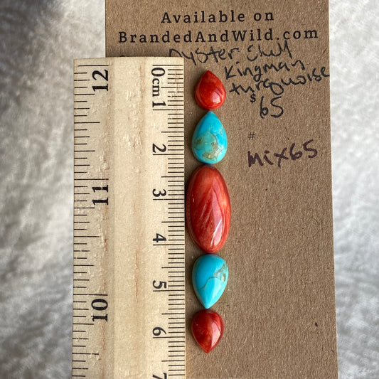 Oystershell - Kingman Turquoise Cabochon - MIX65