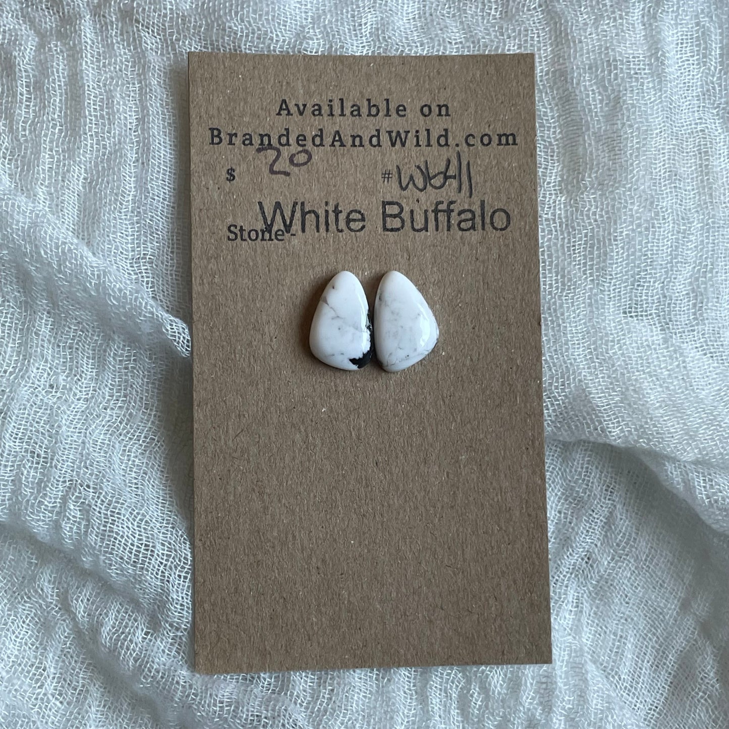 White Buffalo Cabochon - WB41 5155E905-7E45-4A39-8286-E7696E0E9F39 Brandedandwild.com