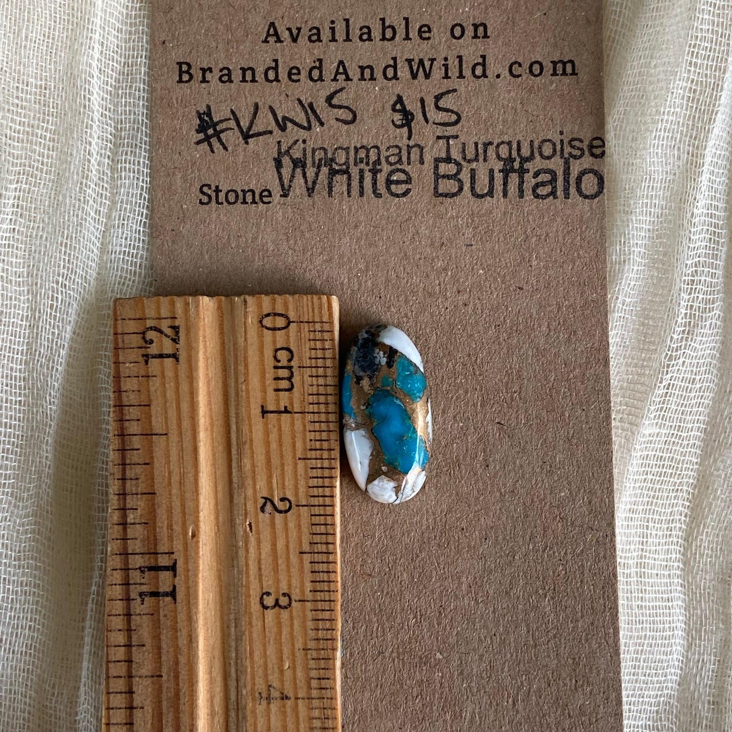 Kingman Turquoise, White Buffalo, Copper Cabochon - KW15