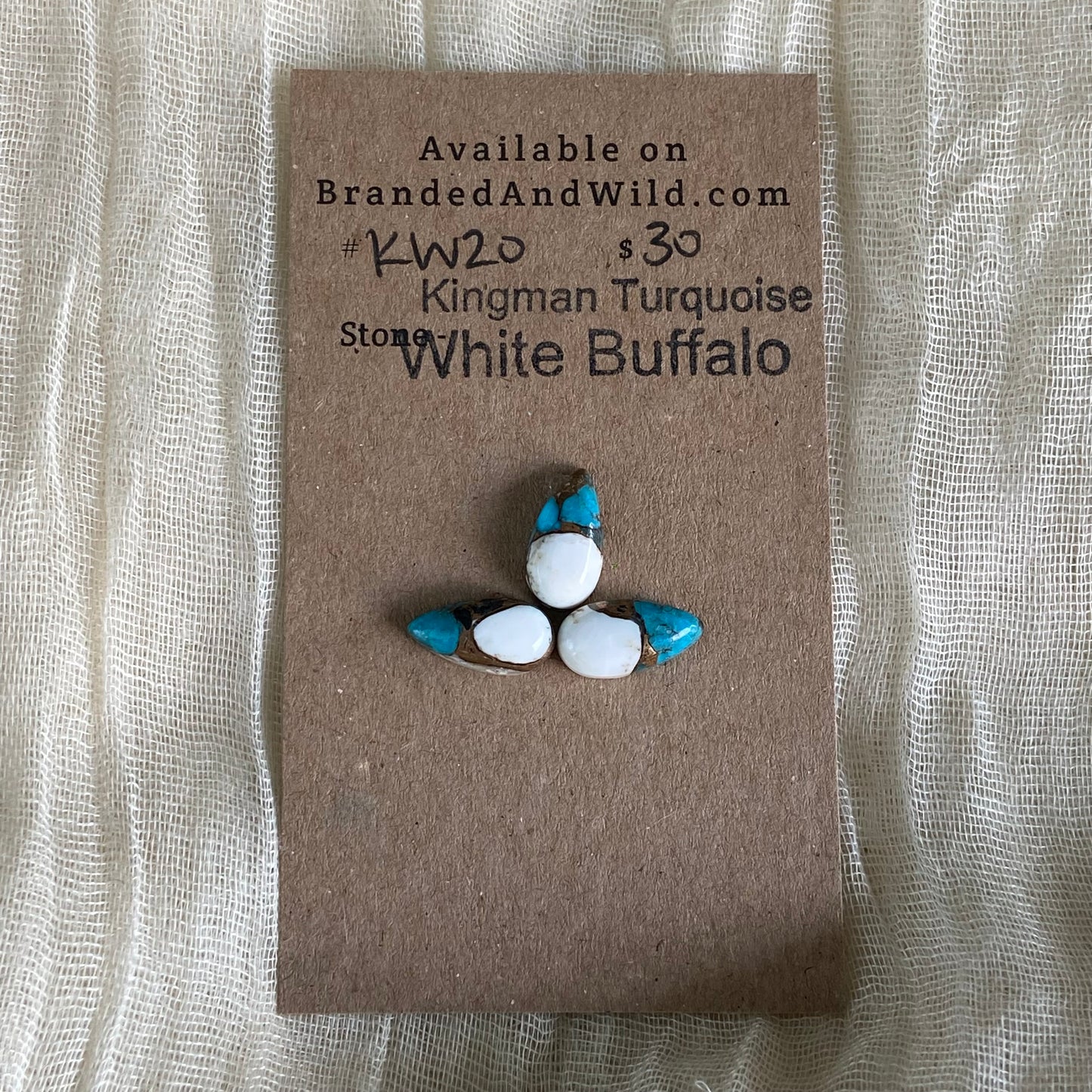 Kingman Turquoise, White Buffalo, Copper Cabochon - KW20