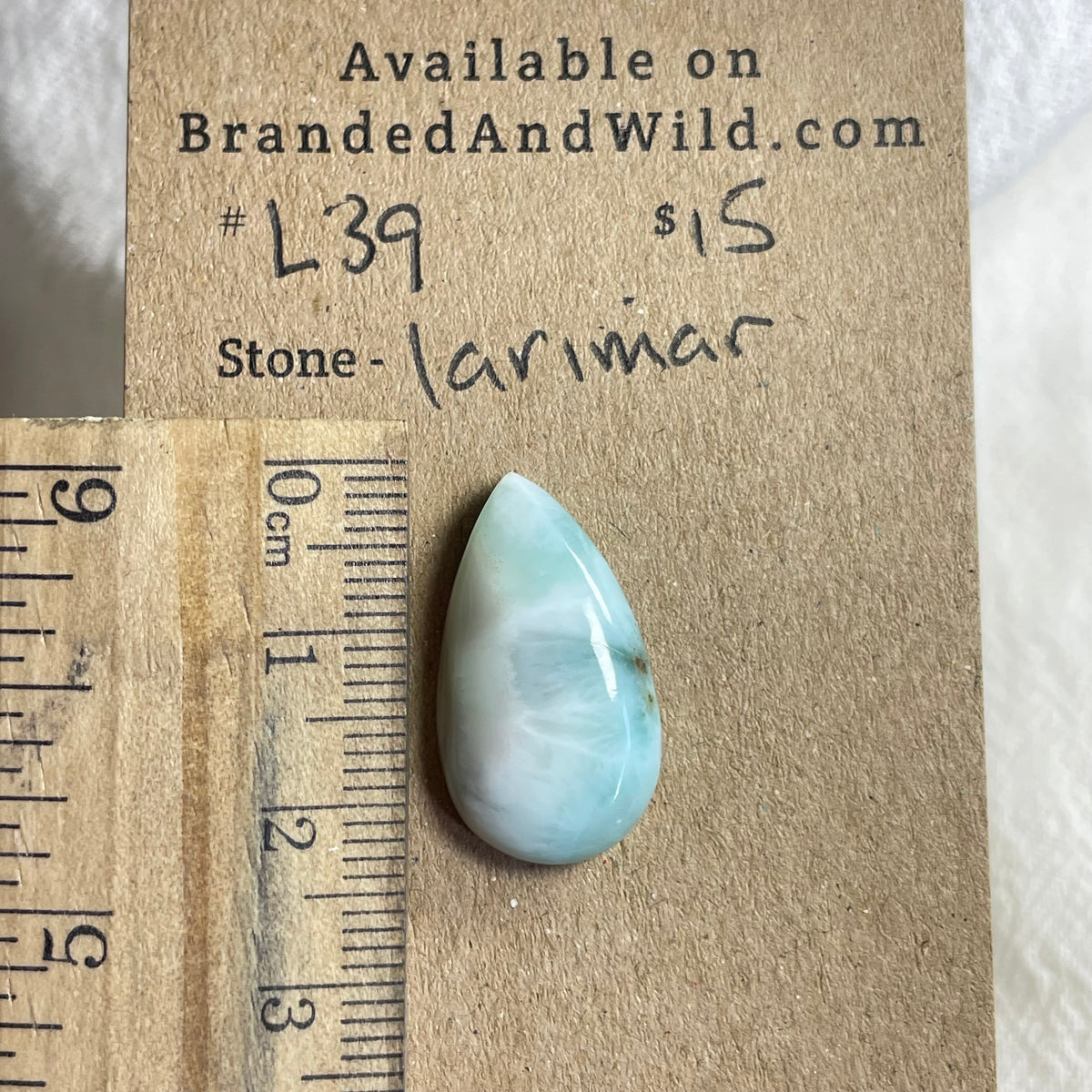 Larimar Cabochon - L39 536AF58D-8D9C-41DC-AAFA-ED32E6017A66 Brandedandwild.com