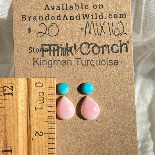 Pink Conch / Kingman Turquoise Cabochon - MIX162 537F8EDF-7E7F-46F4-BC8B-7D4A325B5706 Brandedandwild.com