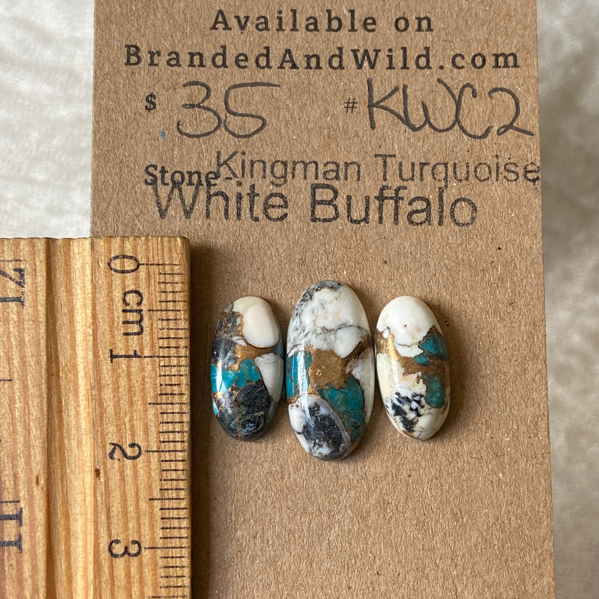 Kingman Turquoise, White Buffalo, Copper Cabochon - KWC2 549B6BB7-AD3D-4B0C-882B-6569C798DDFB Brandedandwild.com