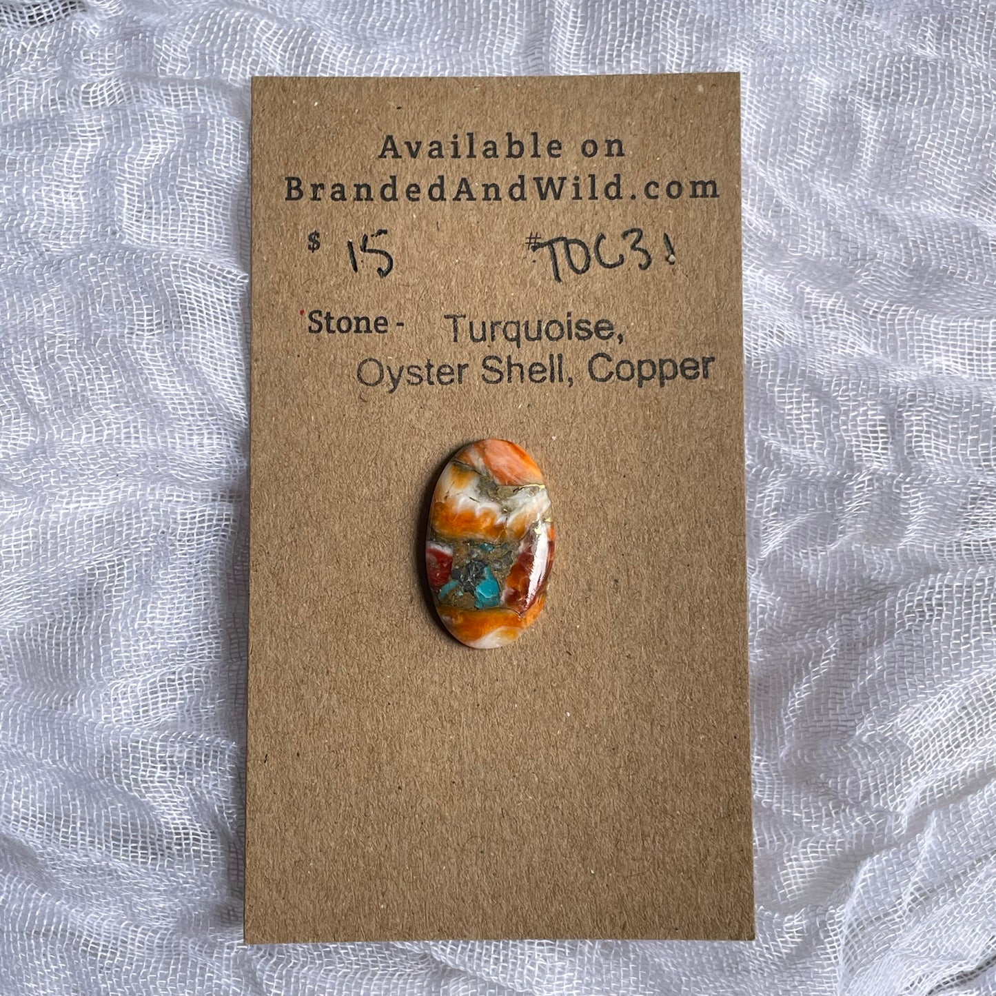 Turquoise, Oyster Shell, Copper Cabochon - TOC31 579E543B-BE3E-4D47-A1A2-CCEBB7F40476 Brandedandwild.com