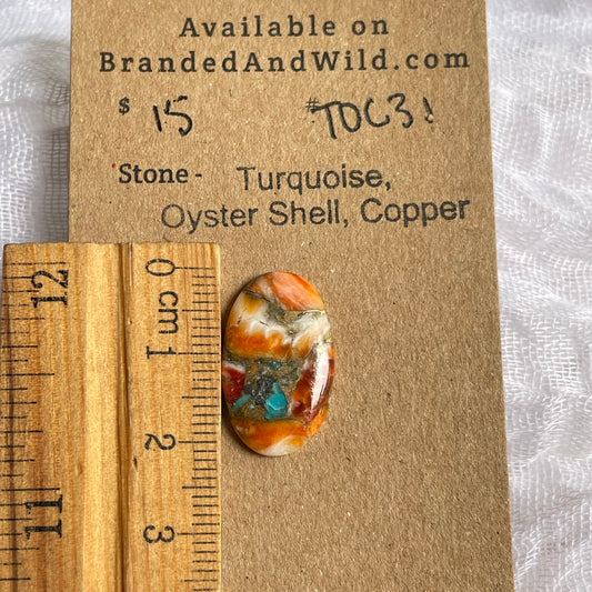 Turquoise, Oyster Shell, Copper Cabochon - TOC31 58480904-C8F4-4F4C-8161-D80AE469D541 Brandedandwild.com