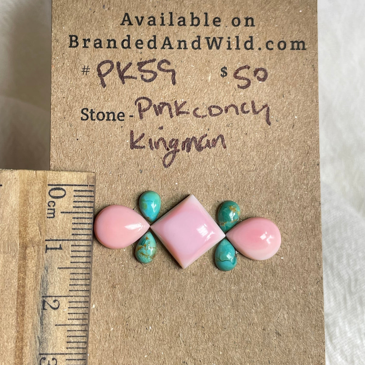 Pink Conch / Kingman Turquoise Cabochon - PK59
