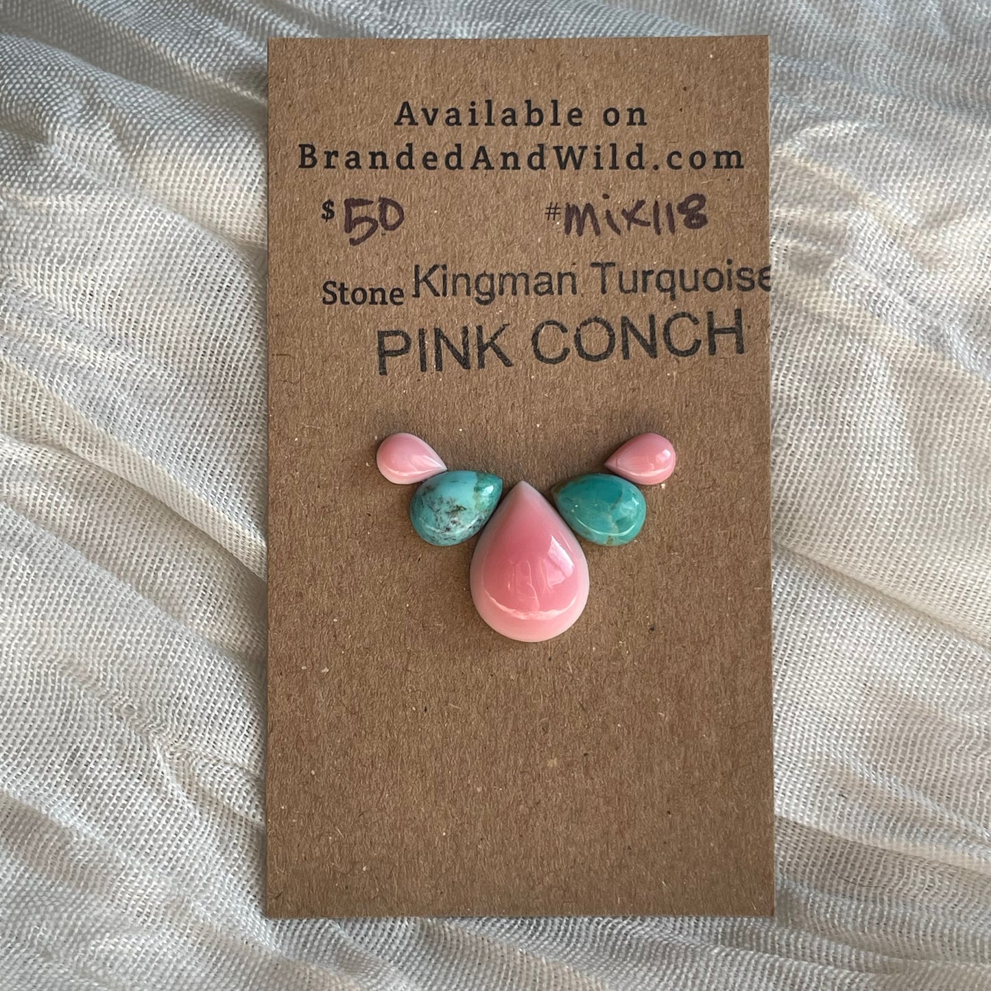 Kingman / Pink Conch Cabochon - MIX118 589CE036-A686-4A84-A1DB-998409C837C8 Brandedandwild.com