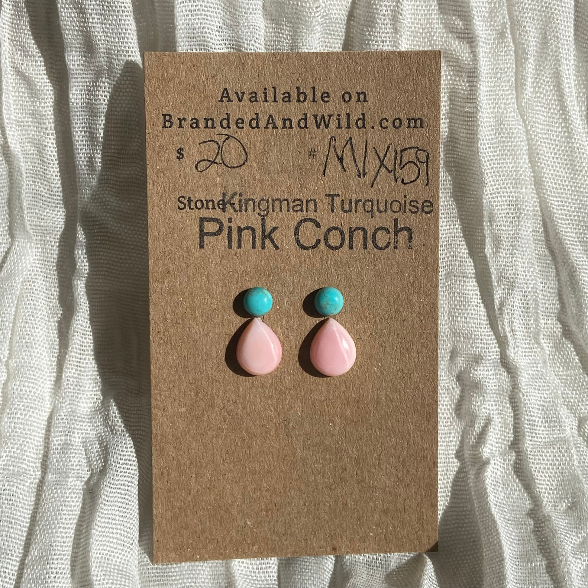 Pink Conch / Kingman Turquoise Cabochon - MIX159 59EA7230-B97B-4BF5-BFF3-4FAC03A292B0 Brandedandwild.com