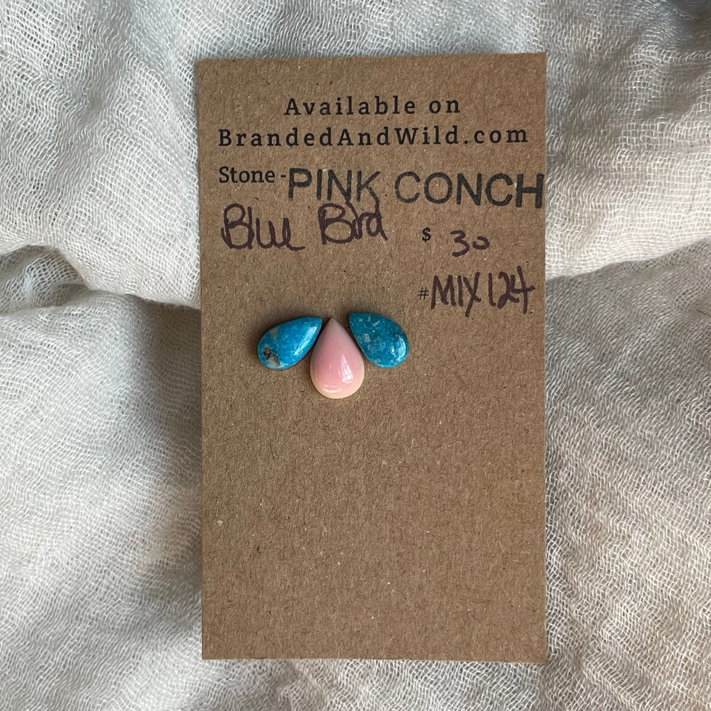 Pink Conch / Blue Bird Cabochon - MIX124