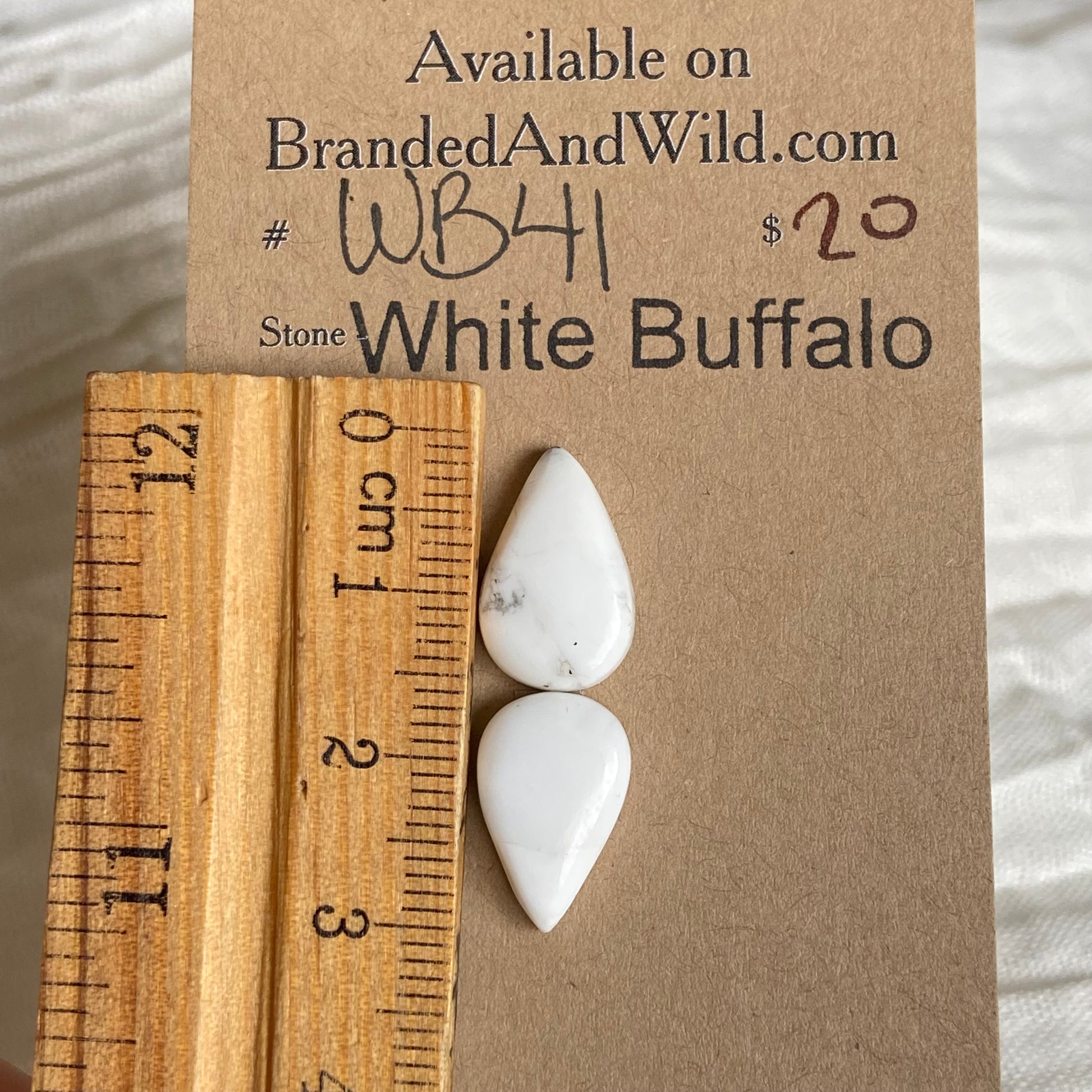White Buffalo Cabochon - WB41 5A7E4EB4-2067-41B8-9CD7-B83946C07AD7 Brandedandwild.com
