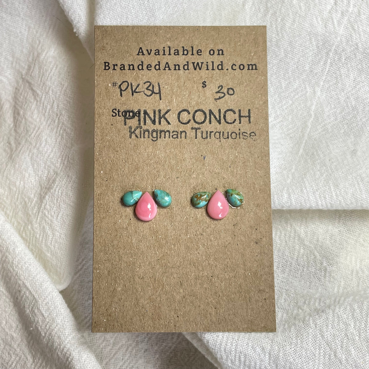 Pink Conch / Kingman Turquoise Cabochon - PK34 5B8D1FE0-321B-40B0-B600-0C7AE6C4E515 Brandedandwild.com