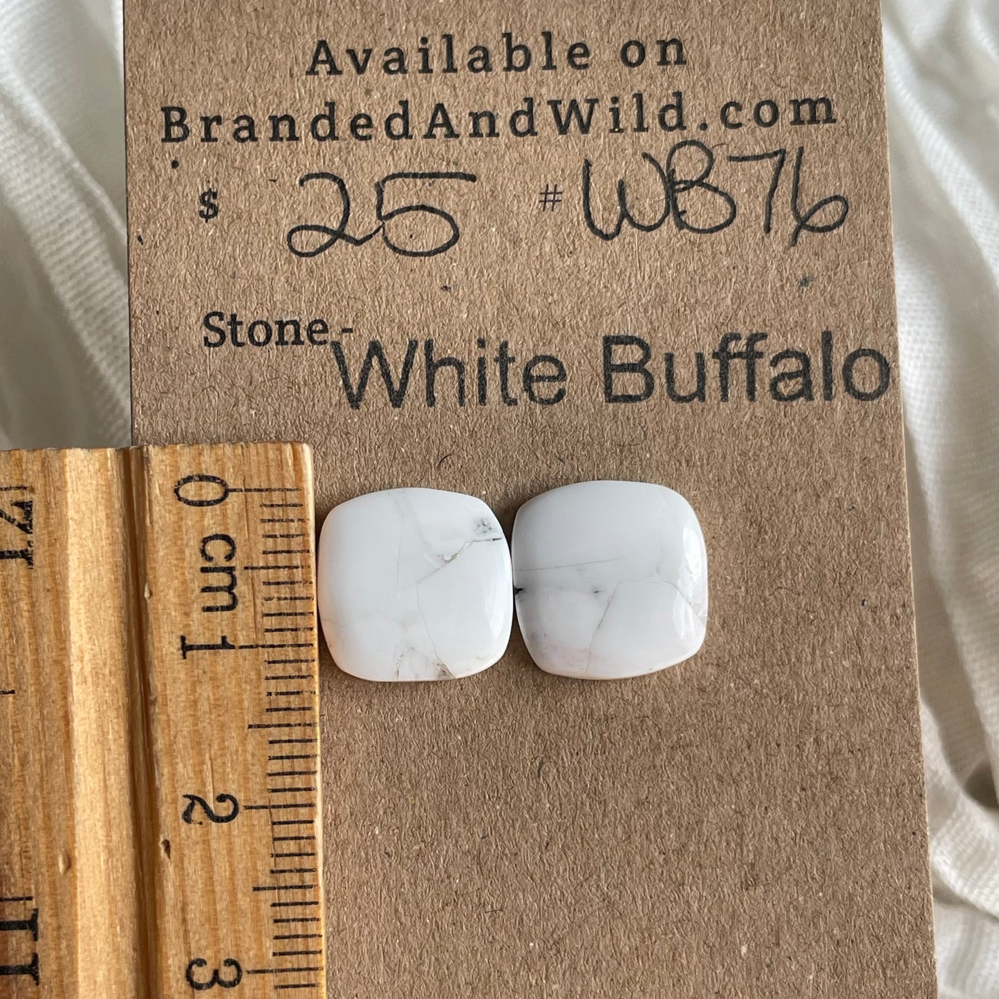 White Buffalo Cabochon - WB76 5BB9406A-B0CE-45B7-803F-B64B7BAC2315 Brandedandwild.com