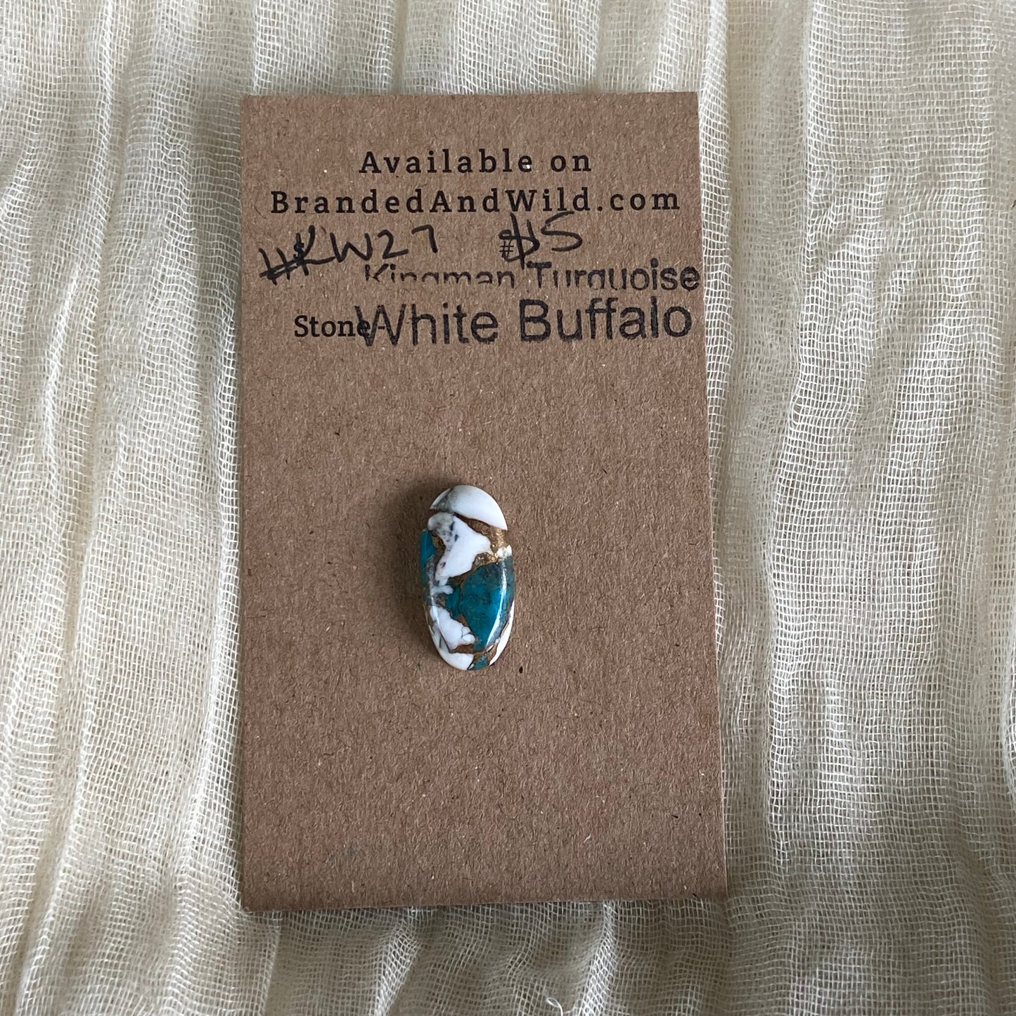 Kingman Turquoise, White Buffalo, Copper Cabochon - KW27