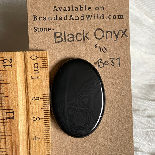 Black Onyx - Cabochon - B037 5BFB73EA-6C21-4914-8261-508287FB6C90 Brandedandwild.com