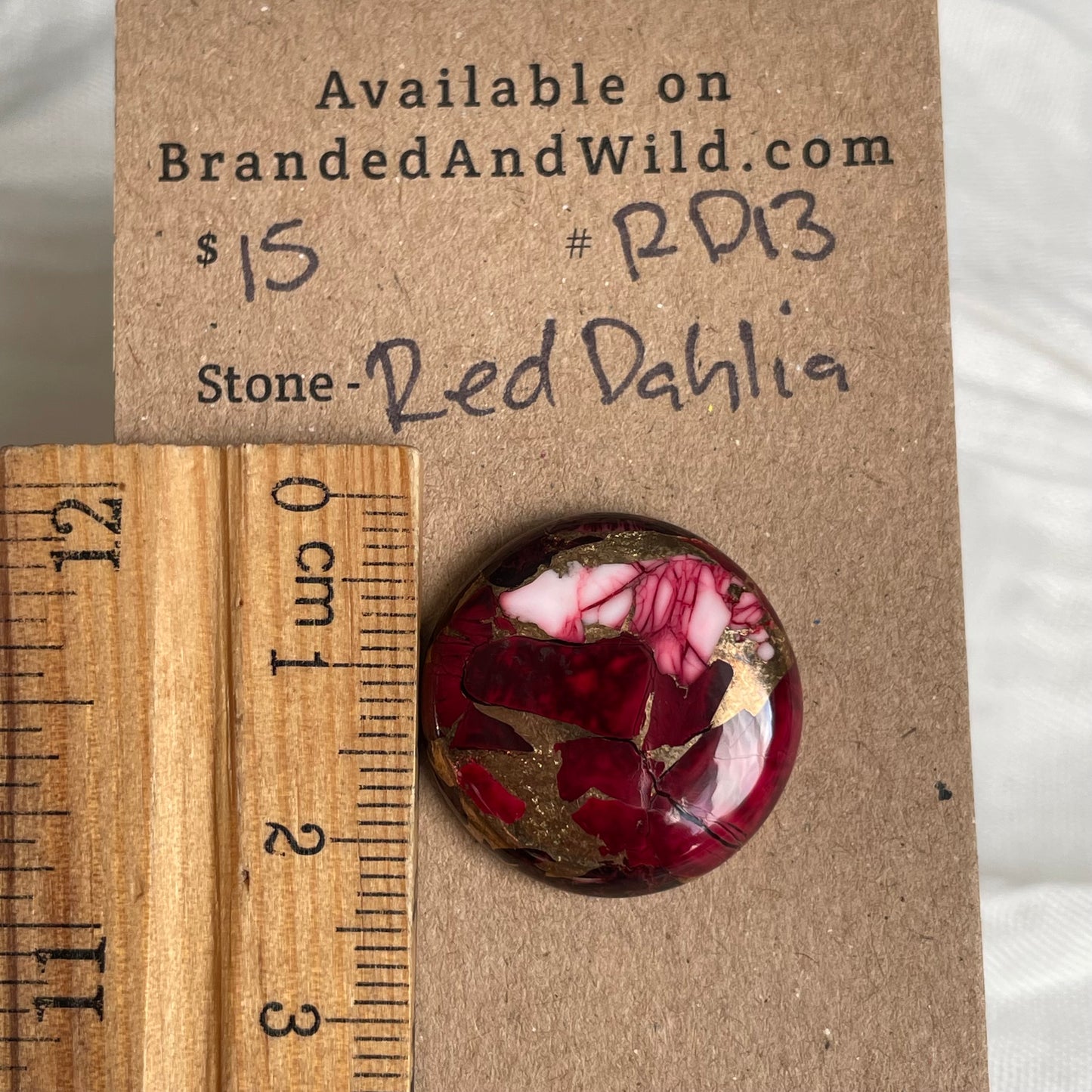 Red Dahlia Cabochon - RD13 5C522D68-E9CF-4518-94CF-74FC57741938 Brandedandwild.com