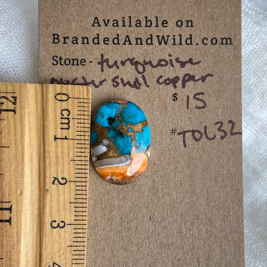 Turquoise, Oystershell, Copper Cabochon - TOC32