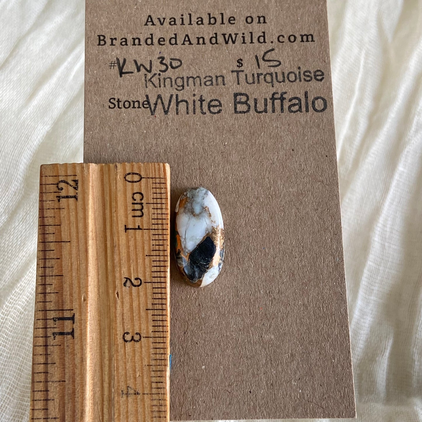 Kingman Turquoise, White Buffalo, Copper Cabochon - KW30