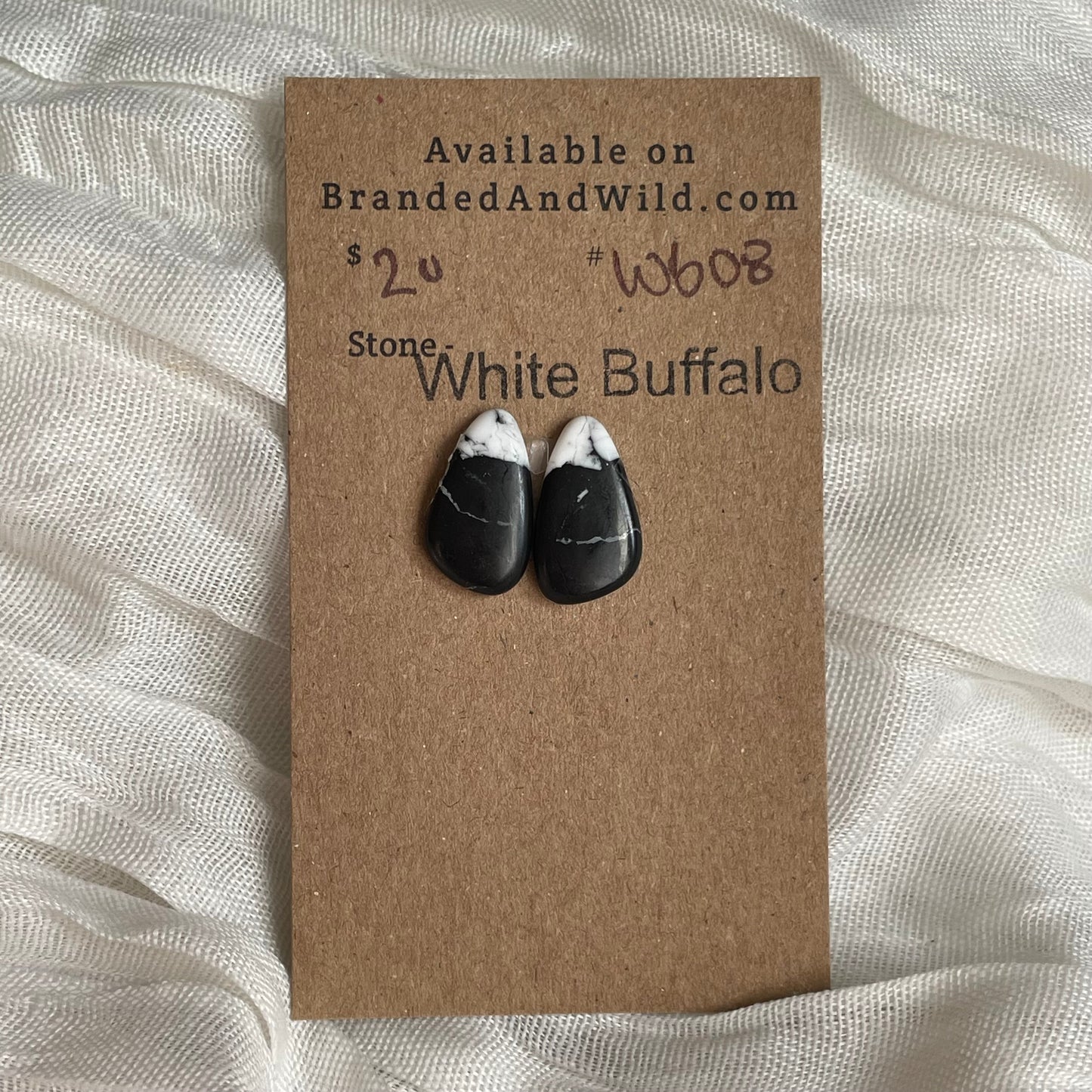White Buffalo Cabochon - WB08 5D27E46C-03CE-4C41-B9B8-57A64613BA6C Brandedandwild.com