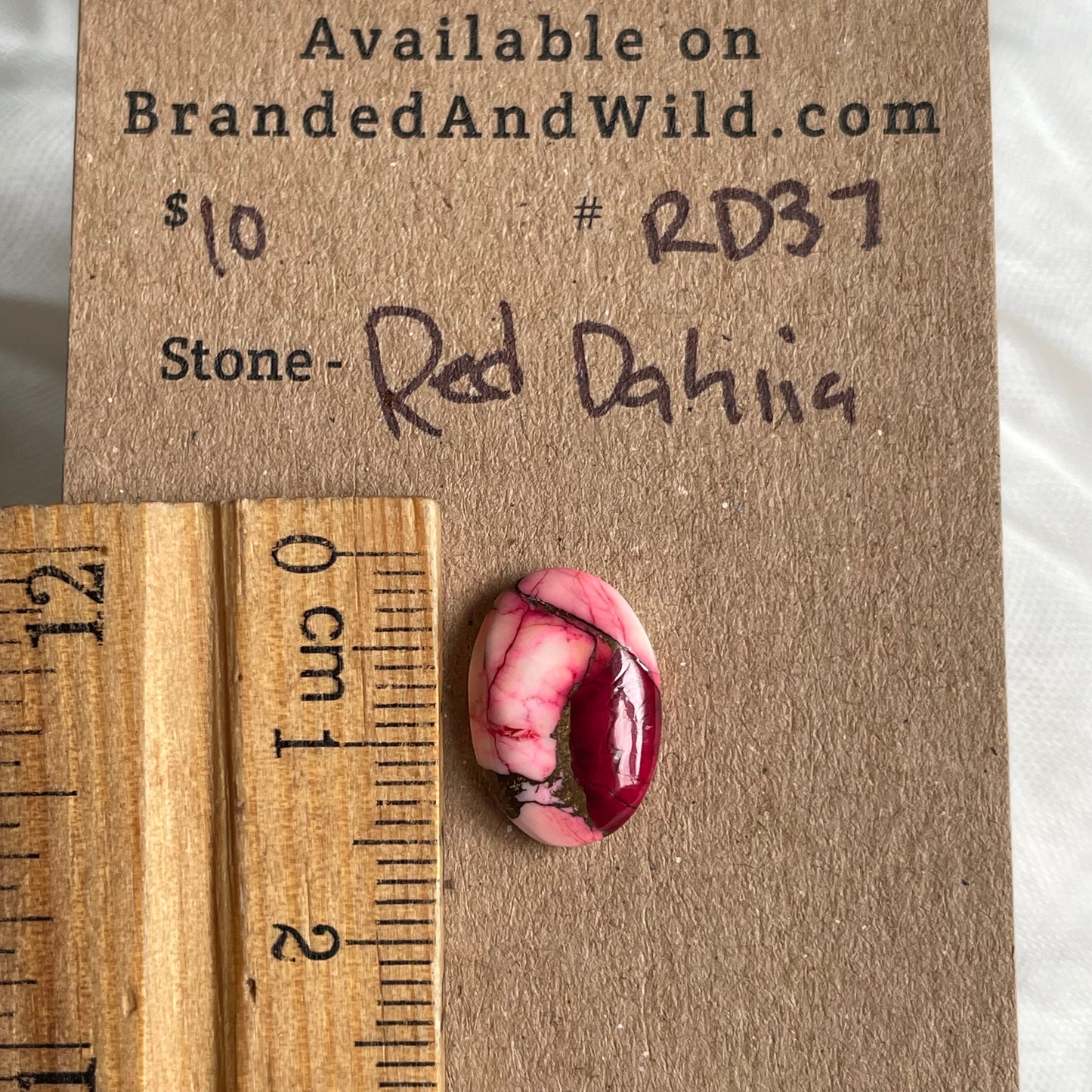 Red Dahlia Cabochon - RD37 5D56BB89-70FD-487E-B451-7D05B7FE6EC2 Brandedandwild.com