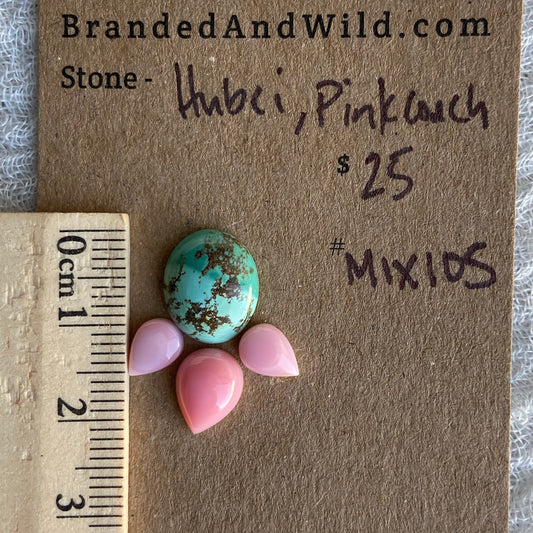 Hubei Turquoise / Pink Conch Cabochon - MIX105