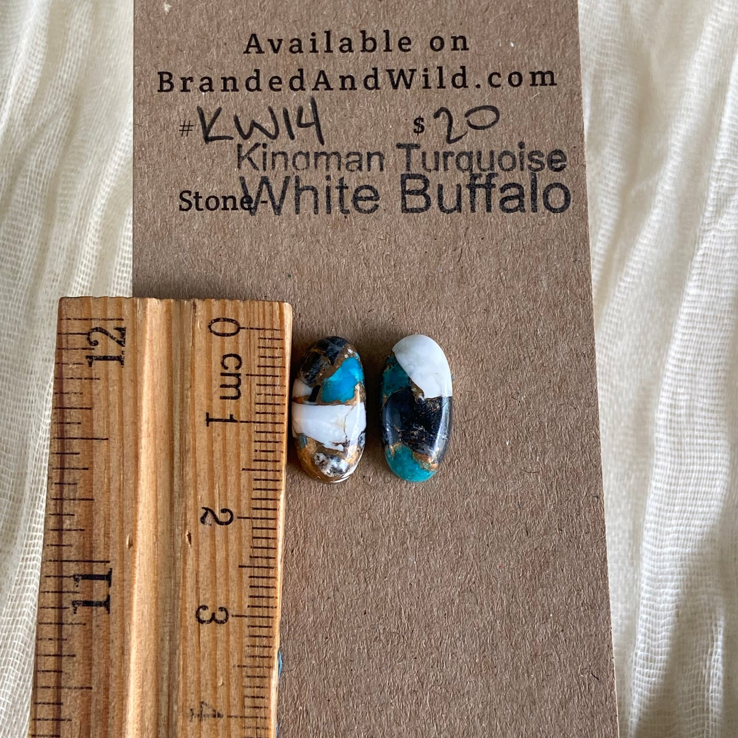 Kingman Turquoise, White Buffalo, Copper Cabochon - KW14