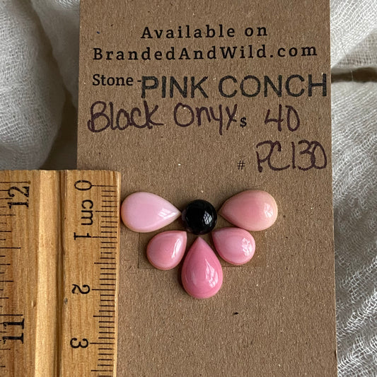 Black Onyx/Pink Conch Cabochon - Mix130