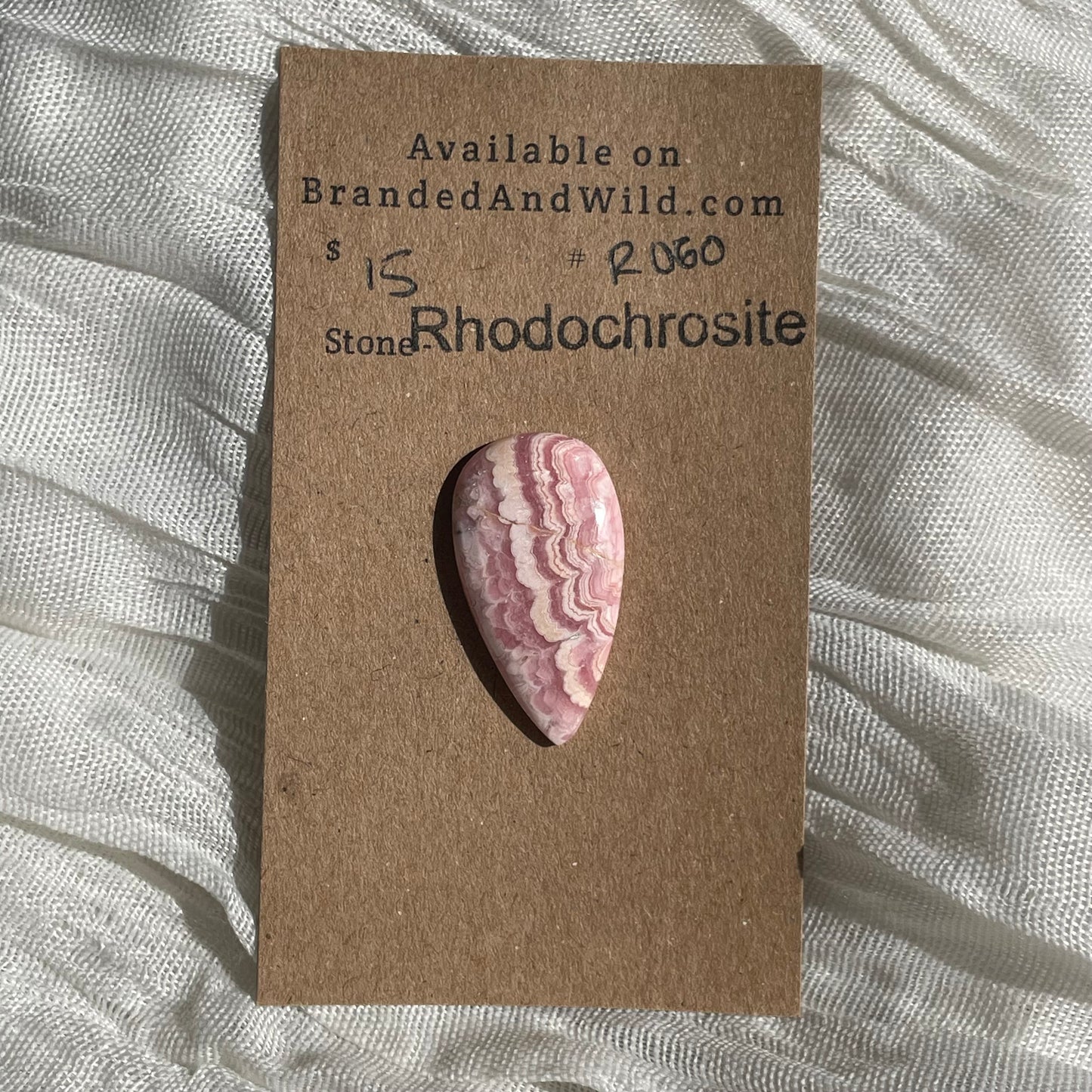 Rhodochrosite Cabochon - R060 5F371639-6E67-4406-8D0B-7EEB4E39527E Brandedandwild.com