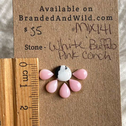 Pink Conch / White Buffalo Cabochon - MIX141 6030AE65-E171-485A-810F-562D16169094 Brandedandwild.com