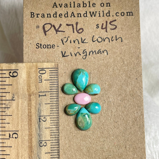 Pink Conch / Kingman Turquoise Cabochon - PK76 60E2D9B4-C3A1-4775-9291-D260E4F5BC38 Brandedandwild.com