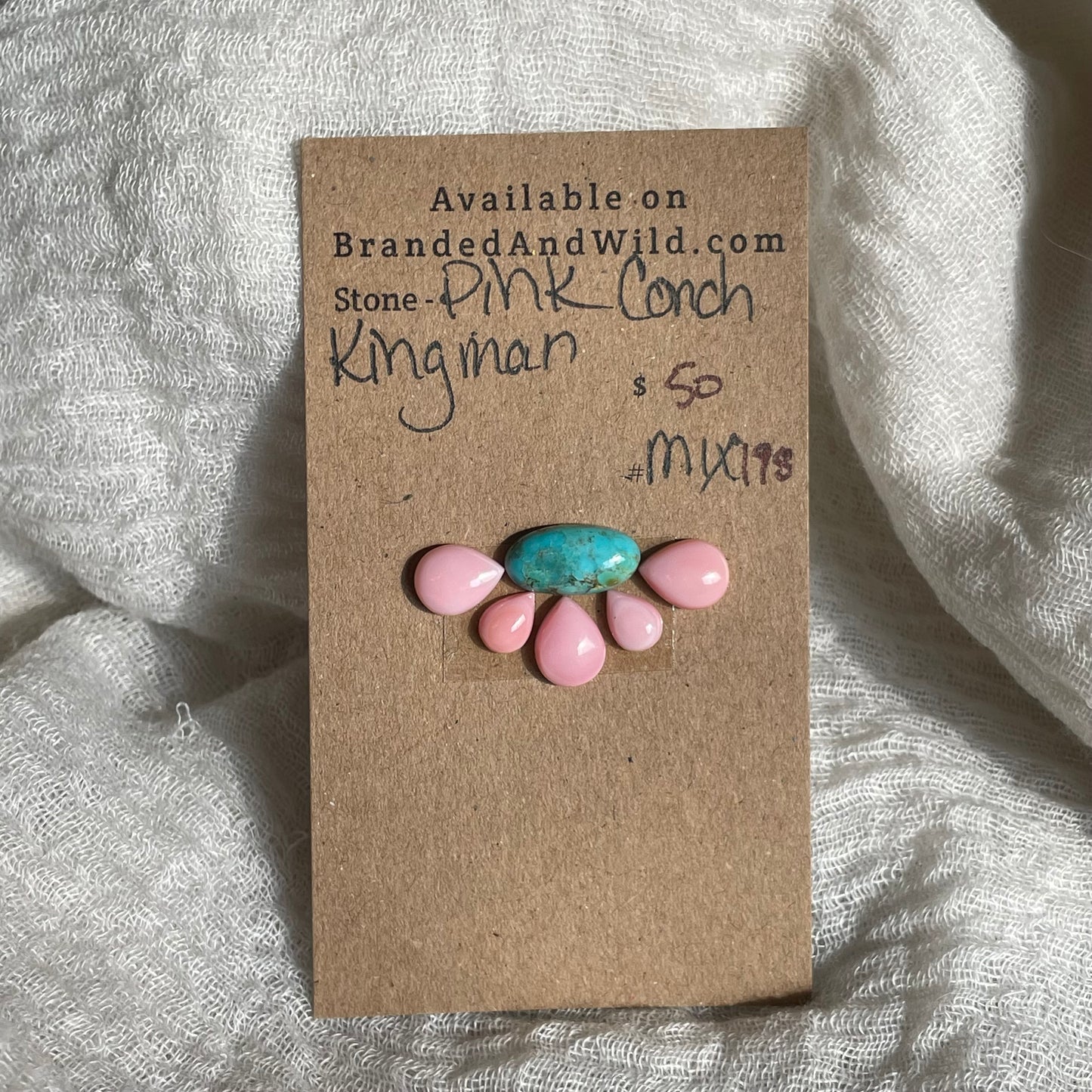 Kingman / Pink Conch Cabochon - Mix198 610BF385-AD23-42E8-8A7C-AD248FAB06D1 Brandedandwild.com