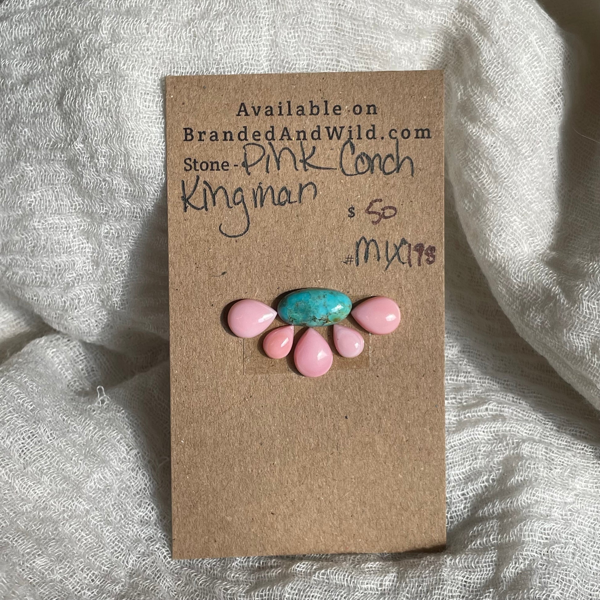 Kingman / Pink Conch Cabochon - Mix198 610BF385-AD23-42E8-8A7C-AD248FAB06D1 Brandedandwild.com