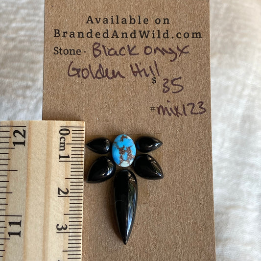 Black Onyx / Golden Hill Cabochon - MIX123