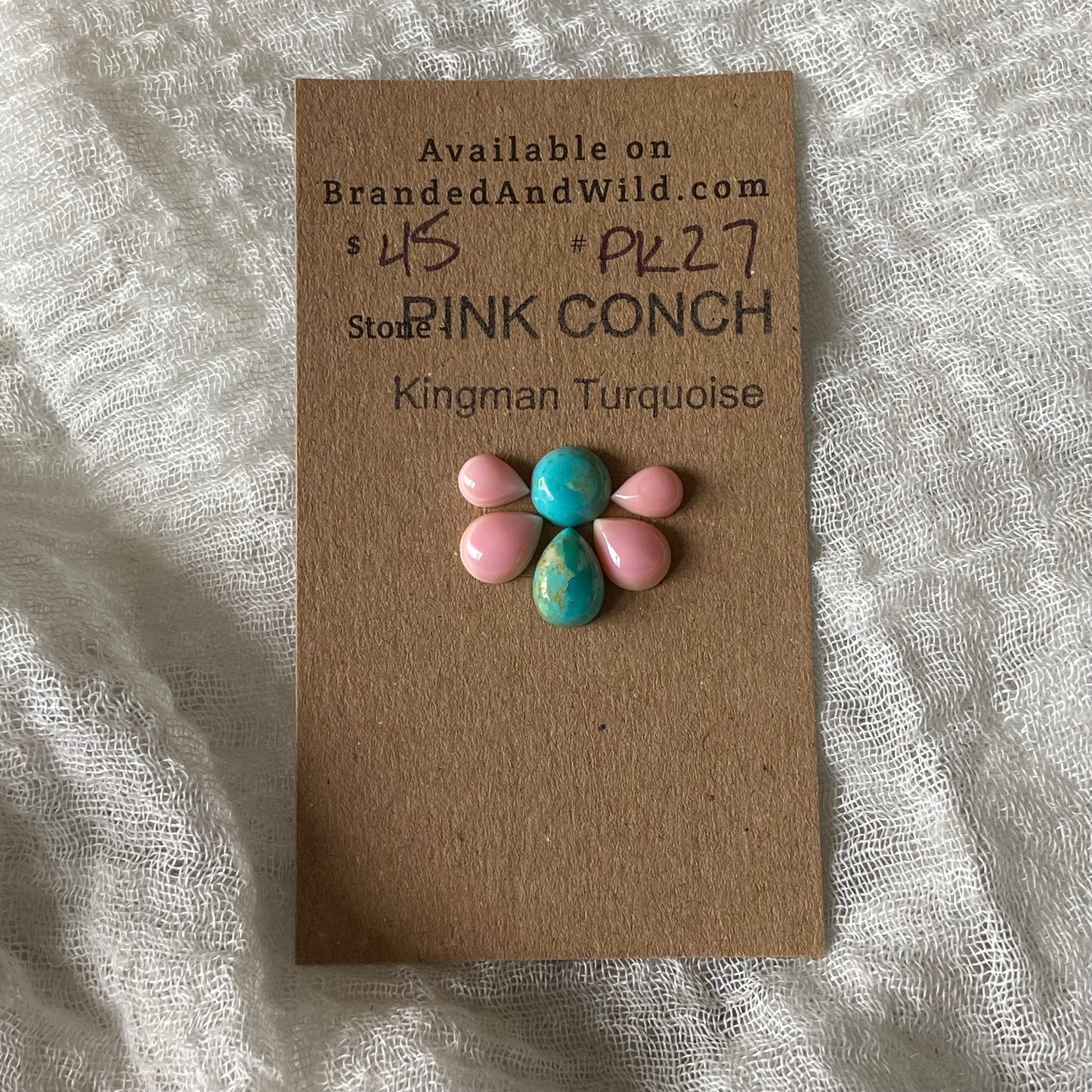 Pink Conch / Kingman Turquoise Cabochon - PK27
