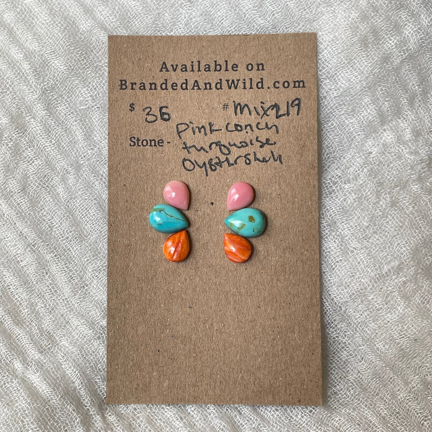 Kingman / Oyster Shell / Pink Conch Cabochon - Mix219 62744683-C4A4-4EB2-9BB1-0E9A7007BABE Brandedandwild.com