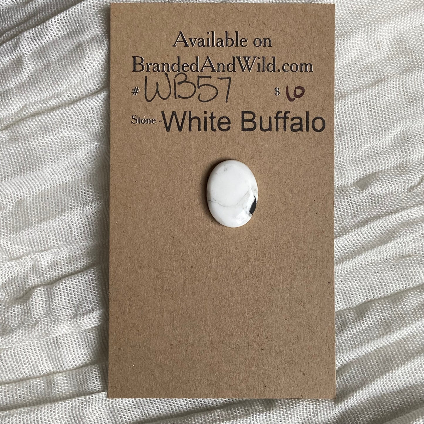 White Buffalo Cabochon - WB57 62EBE7CA-D3DC-4DE5-AD9D-5FE7FE301651 Brandedandwild.com