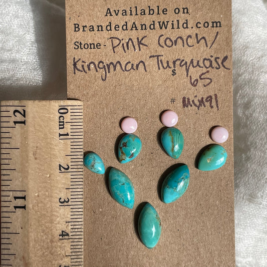 Kingman / Pink Conch Cabochon - Mix191 6414ED4F-2A75-4DC2-90EA-B2A3EA385304 Brandedandwild.com