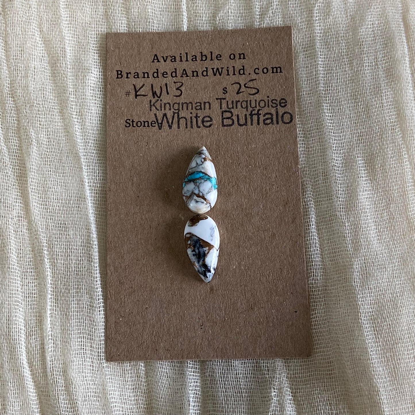 Kingman Turquoise, White Buffalo, Copper Cabochon - KW13