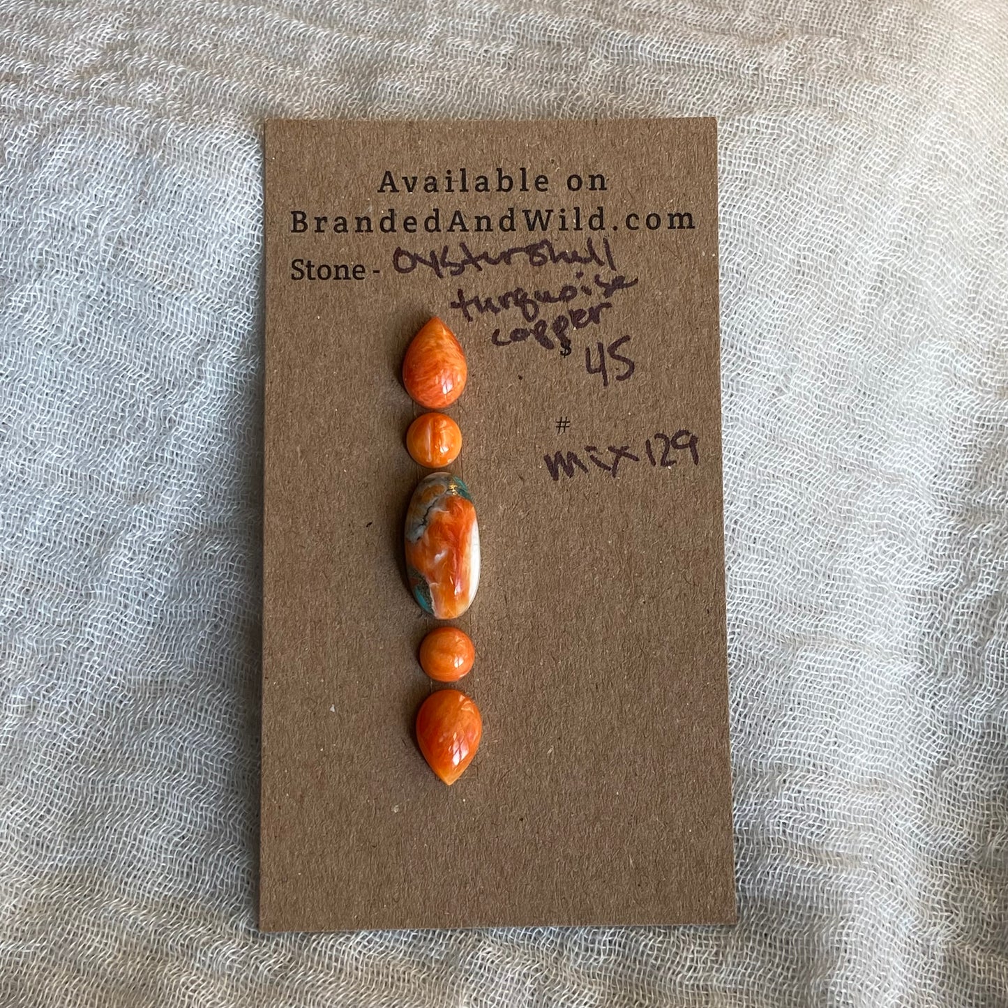 Oyster Shell / Turquoise Copper Cabochon - MIX129