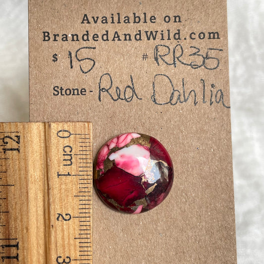 Red Dahlia Cabochon - RD35 6427B3E8-9F92-4B91-9723-3247DA96682F Brandedandwild.com