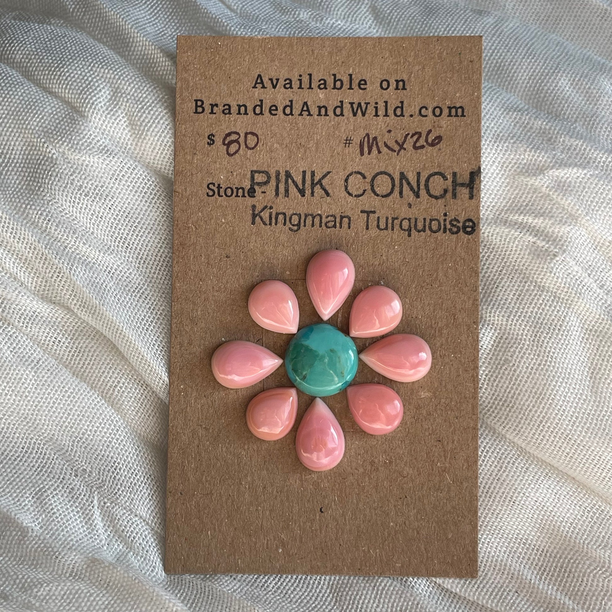 Kingman / Pink Conch Cabochon - MIX26 64711382-83A0-4DFC-B383-1DCB5310C3C6 Brandedandwild.com