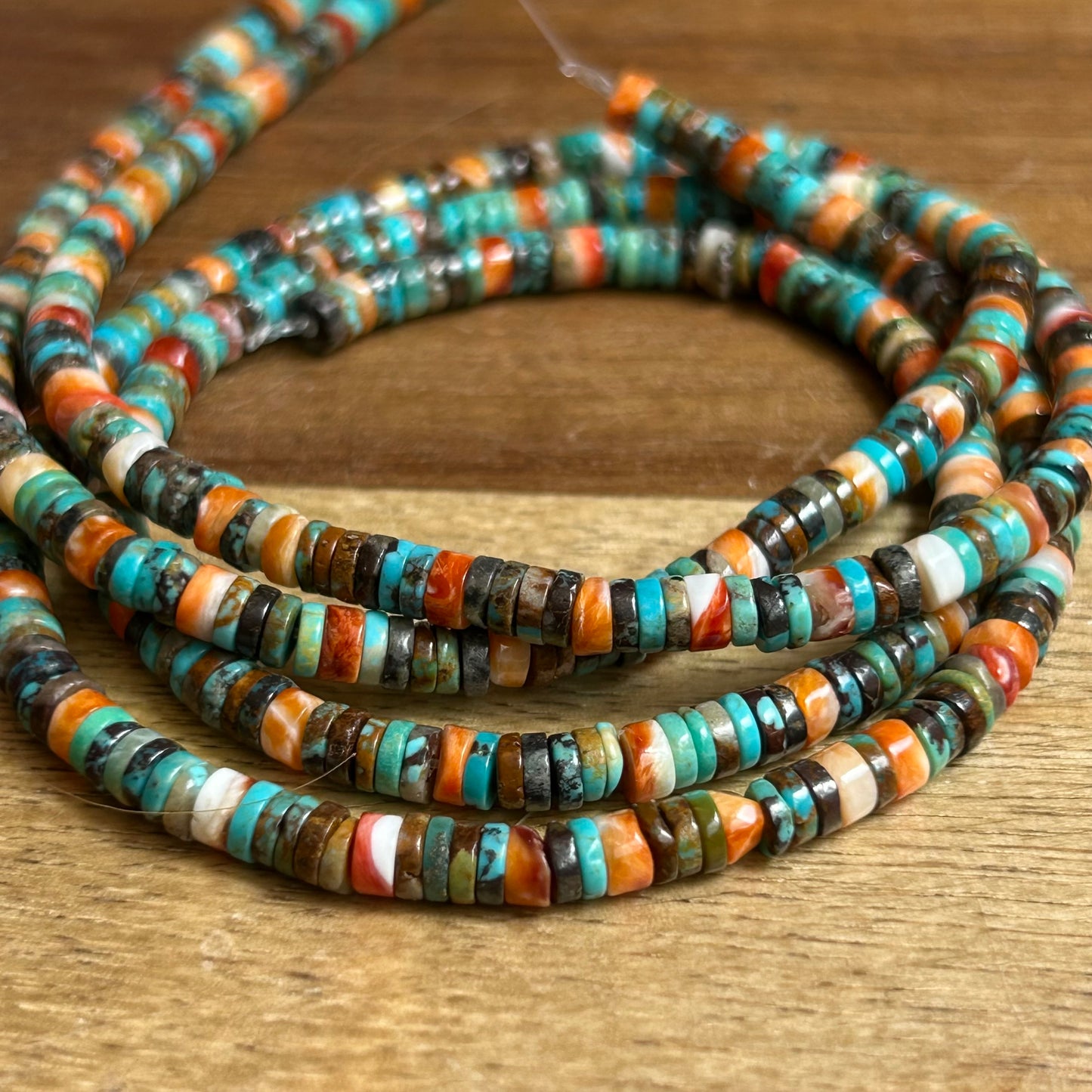 Natural Mixed Turquoise Spiny Oyster Heishi Beads 4mm/5mm 16 inches 652C147D-C035-44A5-8E24-0EA0C4B8D302 Brandedandwild.com