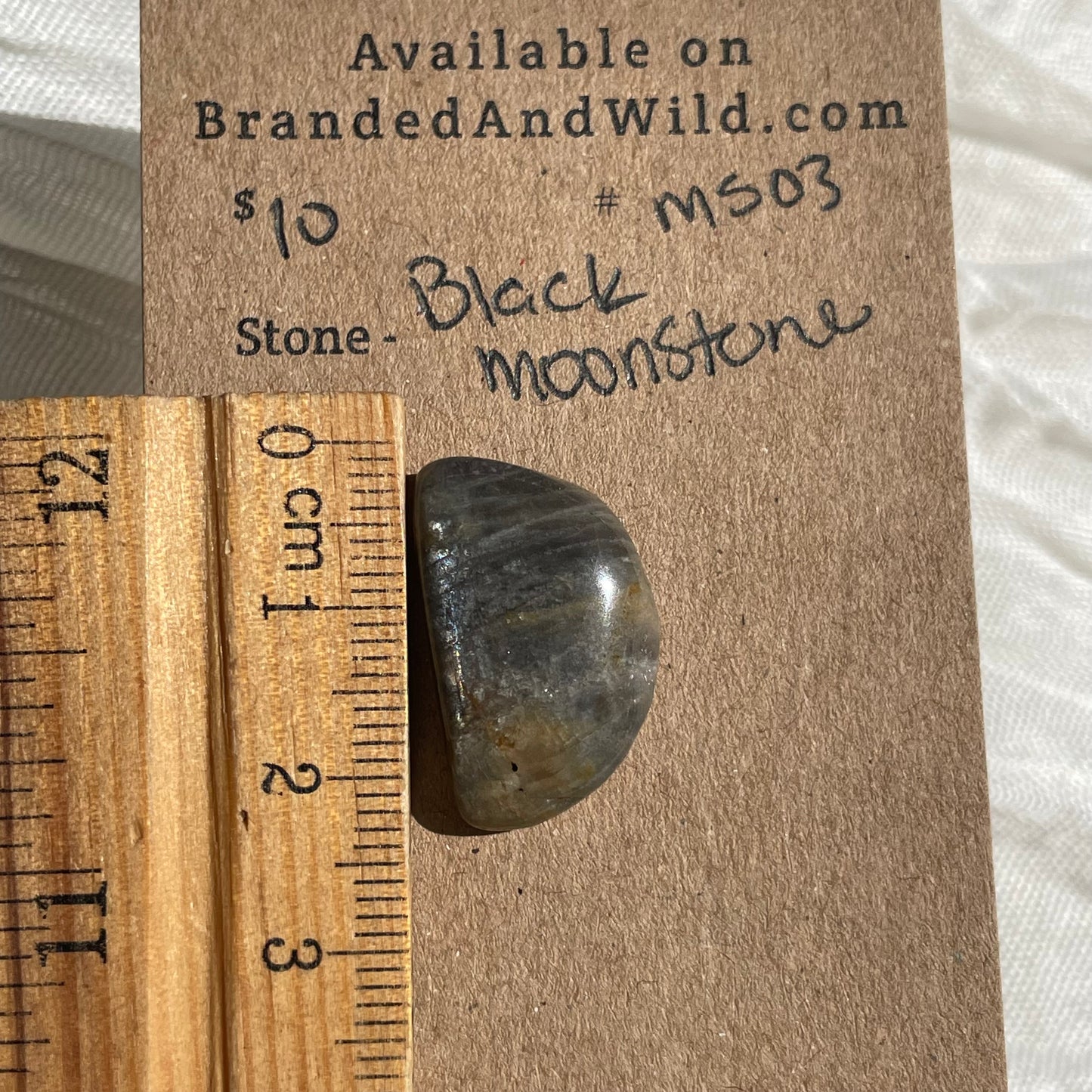 Black Moonstone Cabochon - MS03 65CF9693-55F2-4BEF-8557-45CBDF5DE8B6 Brandedandwild.com