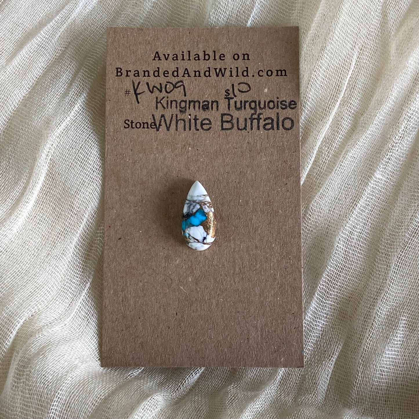 Kingman Turquoise, White Buffalo, Copper Cabochon - KW09
