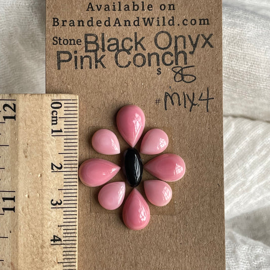 Black Onyx / Pink Conch Cabochon - MIX4 6722DA2E-3AAE-4760-AF90-76FAB74158C4 Brandedandwild.com