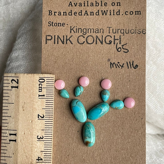 Kingman / Pink Conch Cabochon - Mix116 68CD8E2F-72BA-40DD-AE10-97505D6482E5 Brandedandwild.com