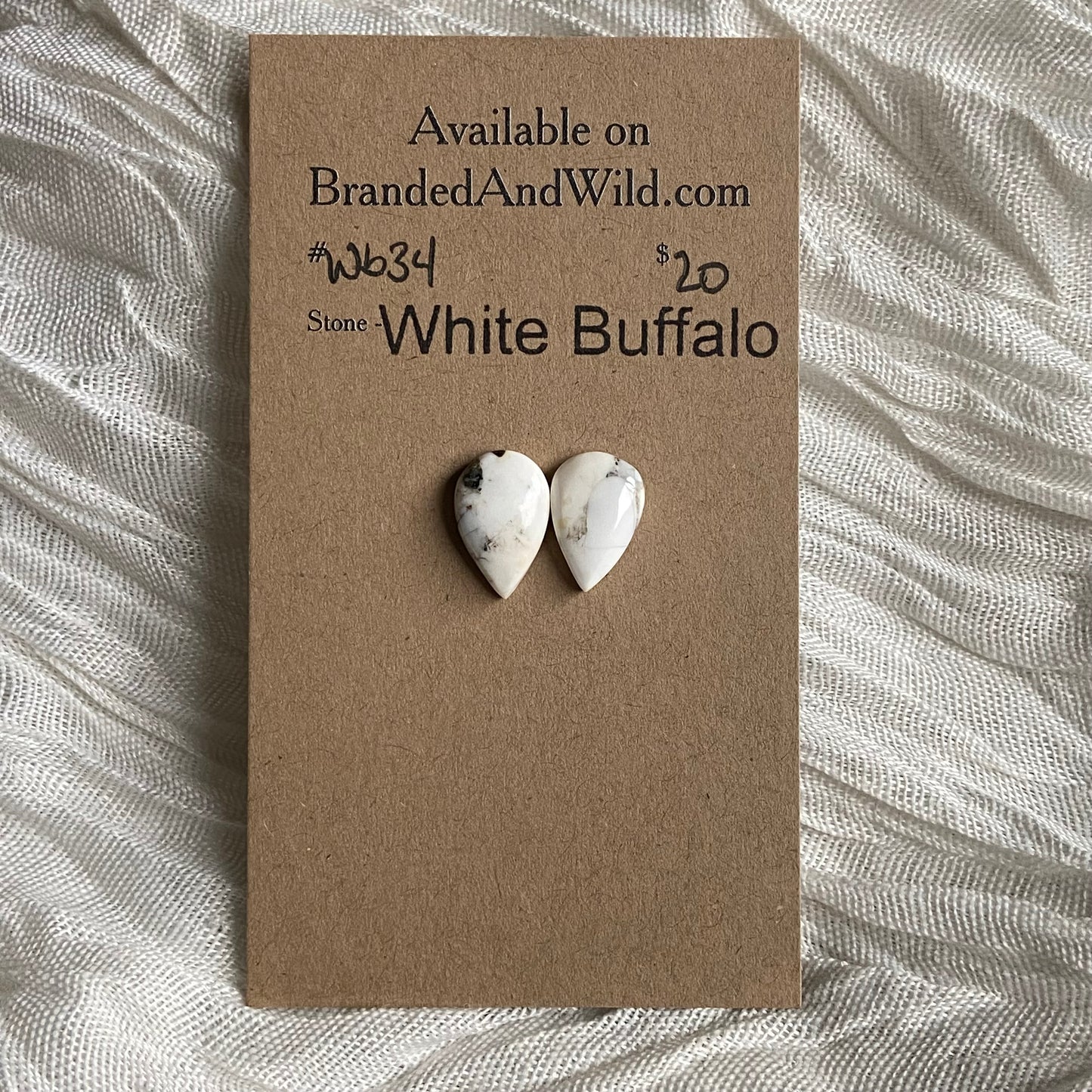 White Buffalo Cabochon - WB34 693FF2A7-F846-4171-A820-7B4628909F4F Brandedandwild.com