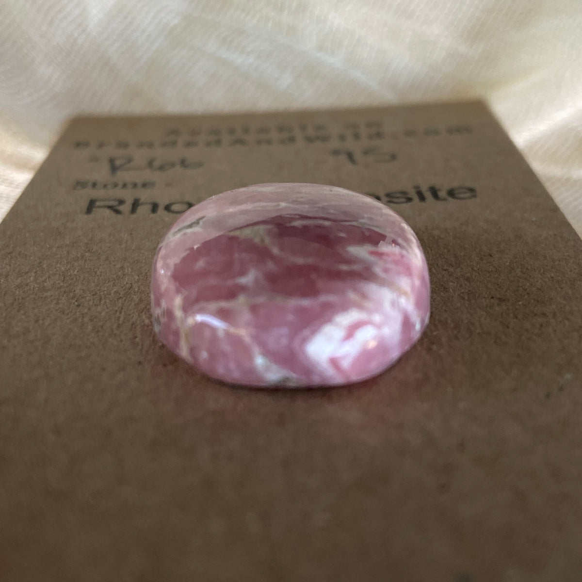 Rhodochrosite Cabochon - R66 69A0852D-B5D1-4F91-A3A6-9C7784E8C2D7 Brandedandwild.com